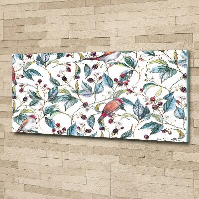 Cuadro de cristal templado moderno horizontal Mora y pájaros