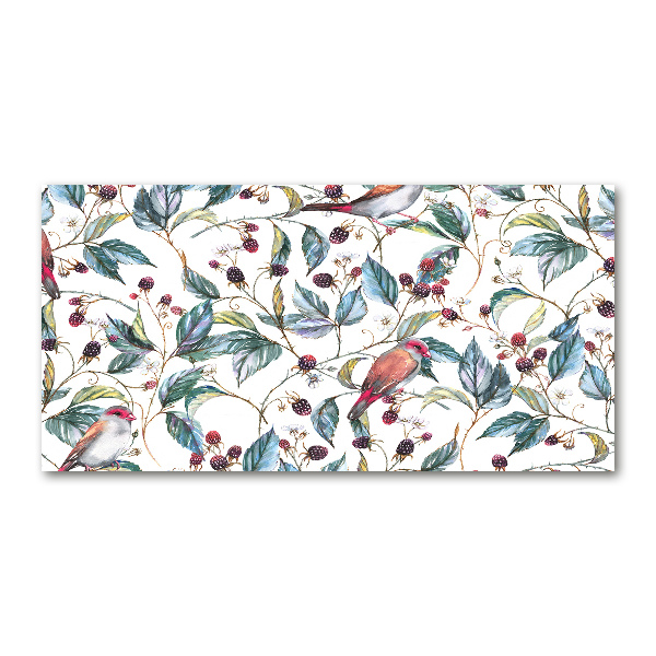 Cuadro de cristal templado moderno horizontal Mora y pájaros