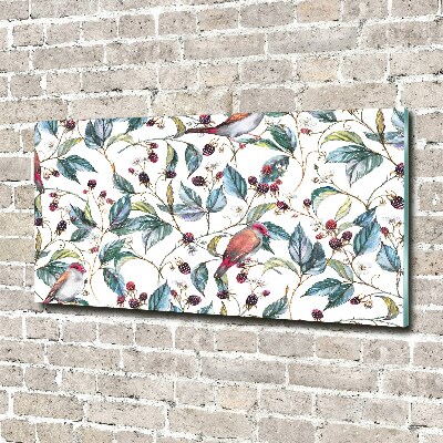 Cuadro de cristal templado moderno horizontal Mora y pájaros