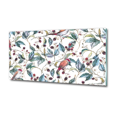 Cuadro de cristal templado moderno horizontal Mora y pájaros