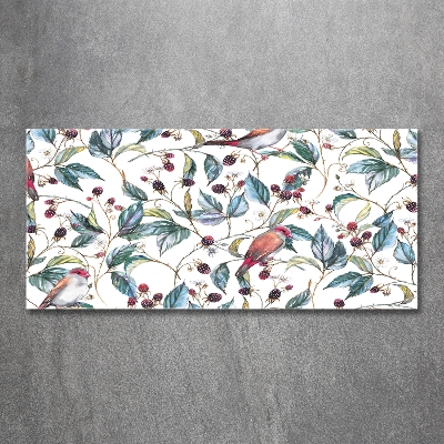 Cuadro de cristal templado moderno horizontal Mora y pájaros