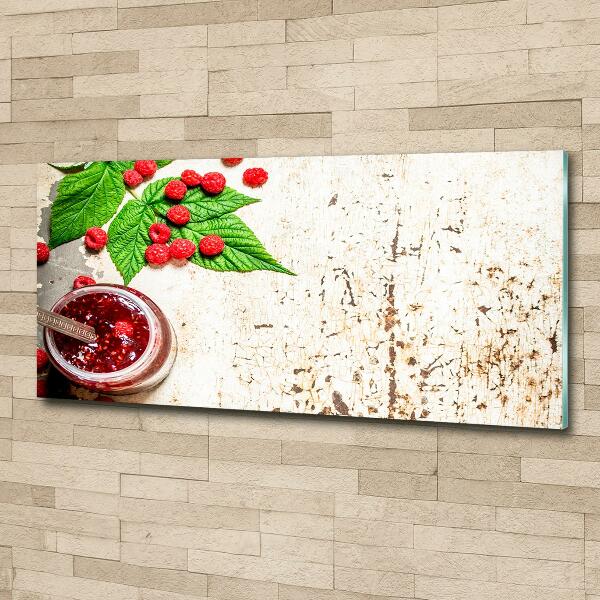 Cuadro de cristal templado moderno horizontal Mermelada de frambuesa
