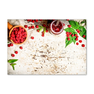 Cuadro de cristal templado moderno horizontal Mermelada de frambuesa