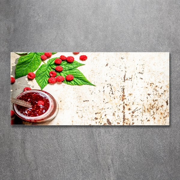 Cuadro de cristal templado moderno horizontal Mermelada de frambuesa