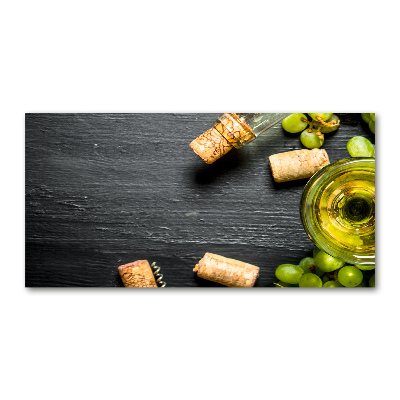 Cuadro decorativo de vidrio para salón horizontal Vino blanco y fruta