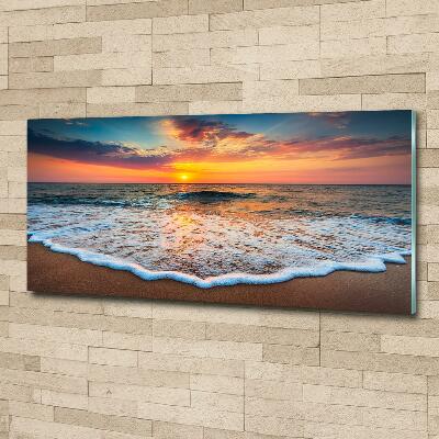 Impresión en cristal con acabado brillante horizontal Puesta de sol sobre el mar