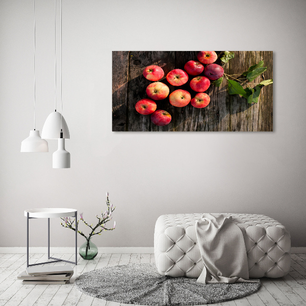 Foto en cristal de alta calidad con impresión uv horizontal Manzanas en la mesa