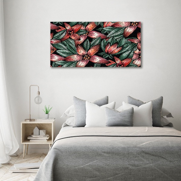 Impresión en cristal con acabado brillante horizontal Patrón floral