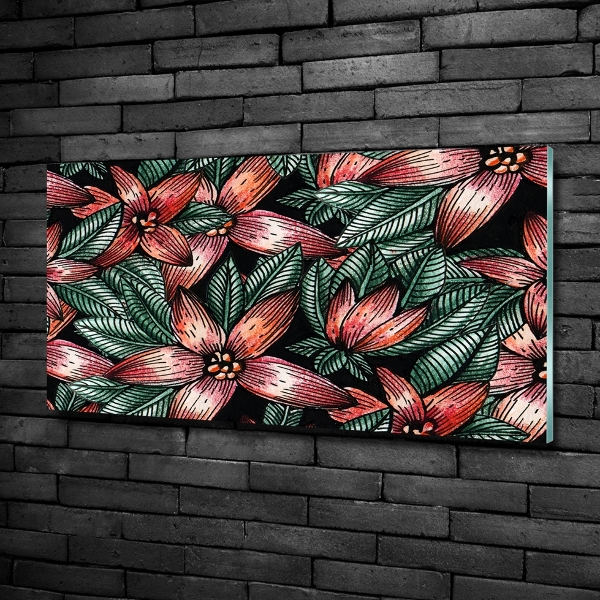 Impresión en cristal con acabado brillante horizontal Patrón floral
