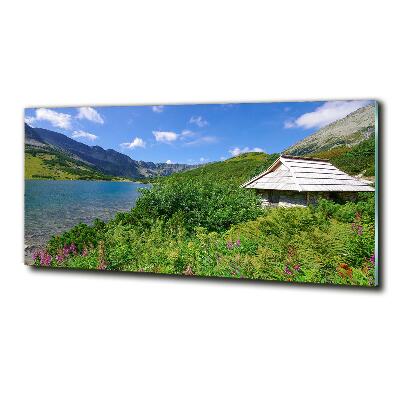 Cuadro de cristal templado moderno horizontal Casa de campo en los montes Tatra