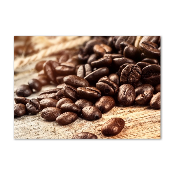 Cuadro decorativo de vidrio para salón horizontal Granos de café