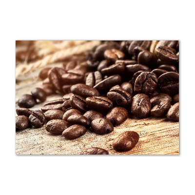 Cuadro decorativo de vidrio para salón horizontal Granos de café