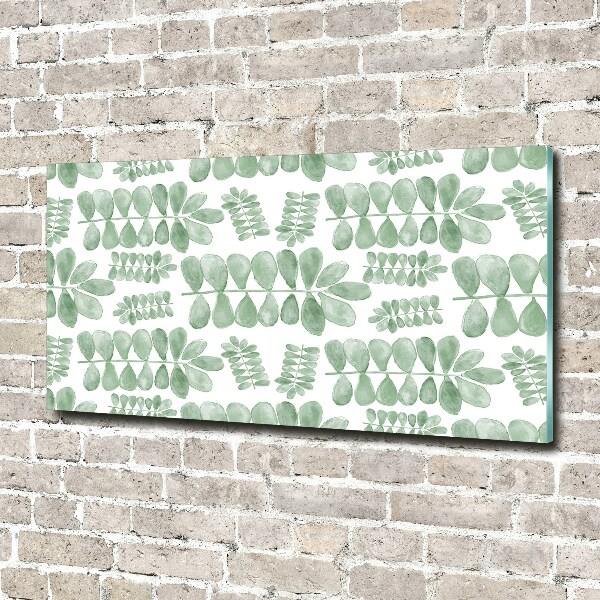 Impresión en cristal con acabado brillante horizontal hojas verdes