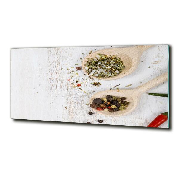 Cuadro decorativo de vidrio para salón horizontal Verduras y especias