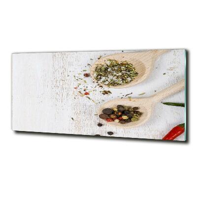 Cuadro decorativo de vidrio para salón horizontal Verduras y especias