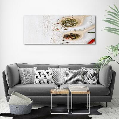 Cuadro decorativo de vidrio para salón horizontal Verduras y especias