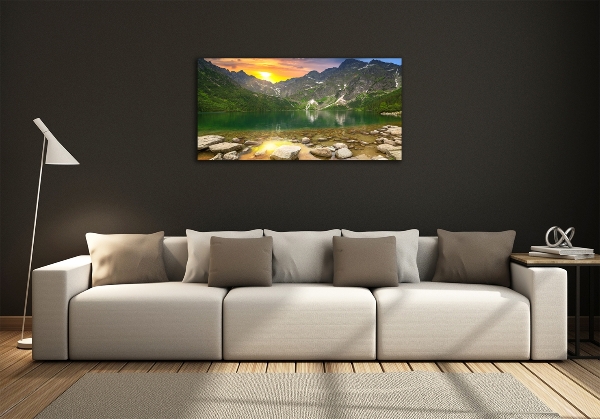 Impresión en cristal con acabado brillante horizontal El ojo de mar de los montes Tatra