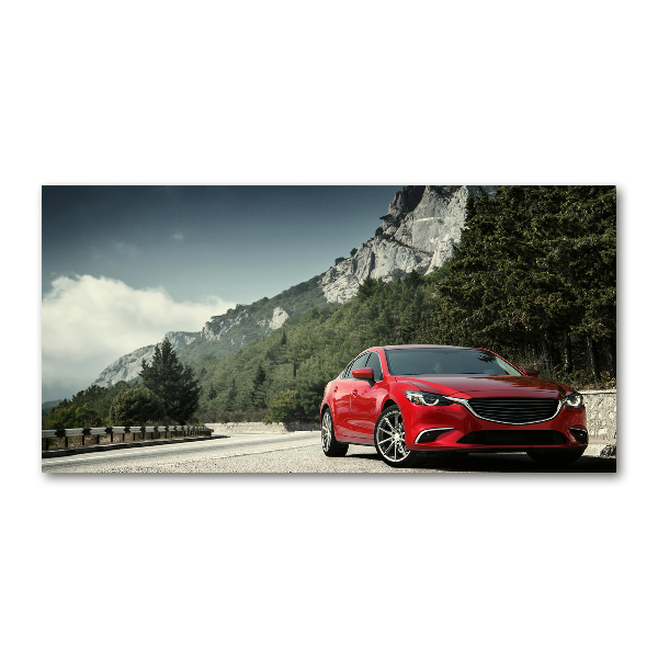 Impresión en cristal con acabado brillante horizontal Coche en las montañas