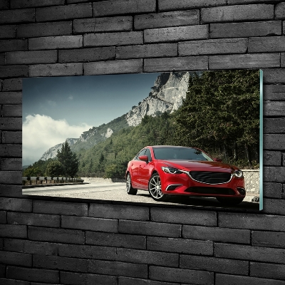 Impresión en cristal con acabado brillante horizontal Coche en las montañas