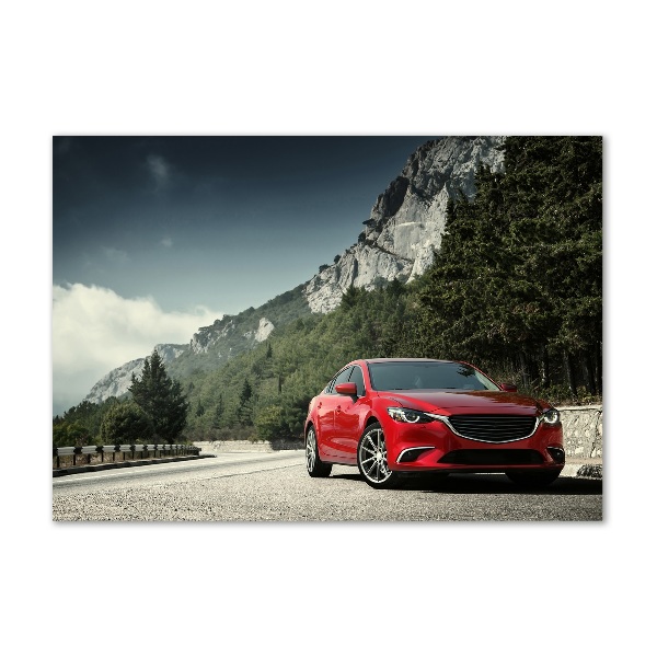 Impresión en cristal con acabado brillante horizontal Coche en las montañas