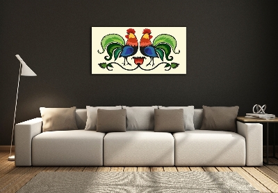 Cuadro de cristal templado moderno horizontal Patrón popular de gallos