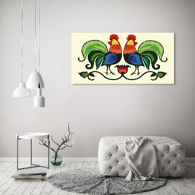 Foto-obraz szklany Koguty wzór ludowy
