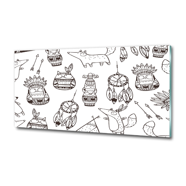 Foto en cristal de alta calidad con impresión uv horizontal búhos indios