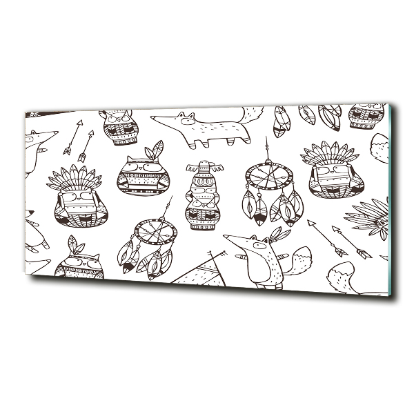 Foto en cristal de alta calidad con impresión uv horizontal búhos indios