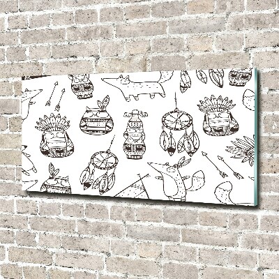 Fotoobraz na ścianę szklany Indiańskie sowy