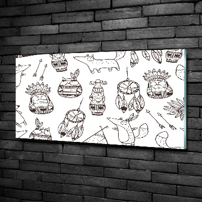 Fotoobraz na ścianę szklany Indiańskie sowy