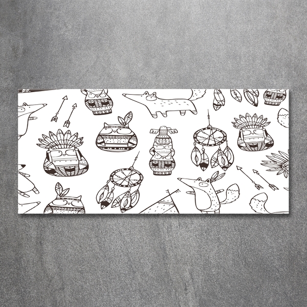 Foto en cristal de alta calidad con impresión uv horizontal búhos indios