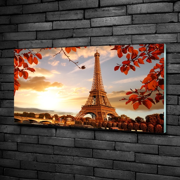 Cuadro decorativo de vidrio para salón horizontal Torre Eiffel de París