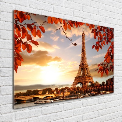 Cuadro decorativo de vidrio para salón horizontal Torre Eiffel de París
