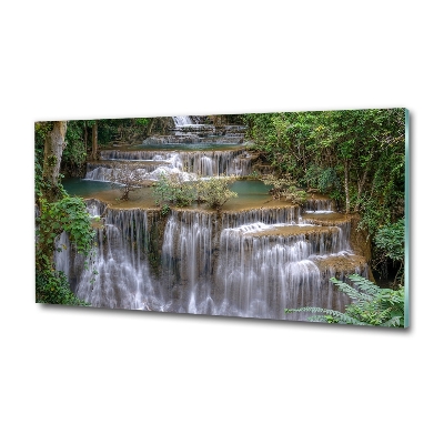 Foto en cristal de alta calidad con impresión uv horizontal Cascada en el bosque
