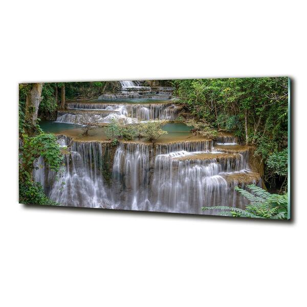 Foto en cristal de alta calidad con impresión uv horizontal Cascada en el bosque