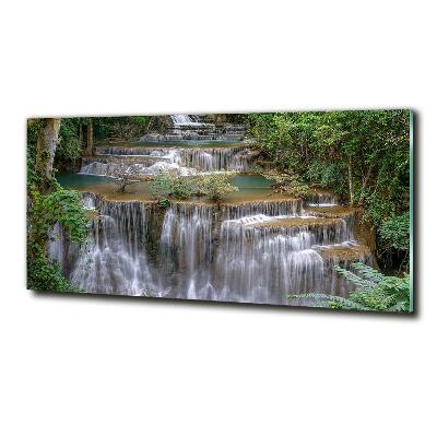 Foto en cristal de alta calidad con impresión uv horizontal Cascada en el bosque