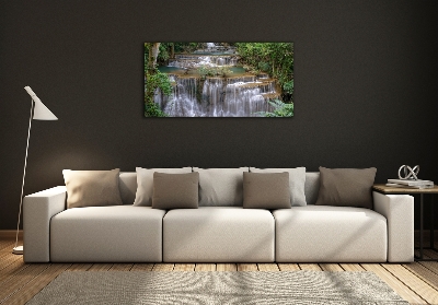 Foto en cristal de alta calidad con impresión uv horizontal Cascada en el bosque