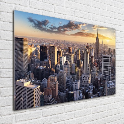 Foto en cristal de alta calidad con impresión uv horizontal Vista aérea de Nueva York