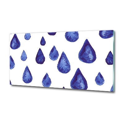 Cuadro de cristal templado moderno horizontal Gotas azules