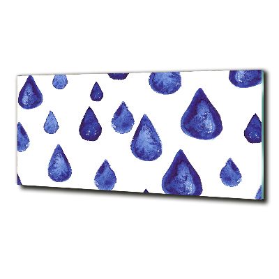 Cuadro de cristal templado moderno horizontal Gotas azules