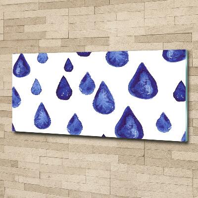 Cuadro de cristal templado moderno horizontal Gotas azules