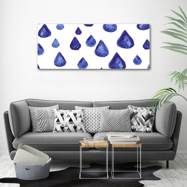 Cuadro de cristal templado moderno horizontal Gotas azules