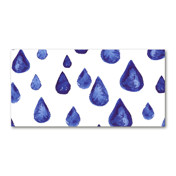 Cuadro de cristal templado moderno horizontal Gotas azules