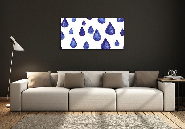 Cuadro de cristal templado moderno horizontal Gotas azules