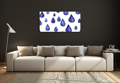 Cuadro de cristal templado moderno horizontal Gotas azules