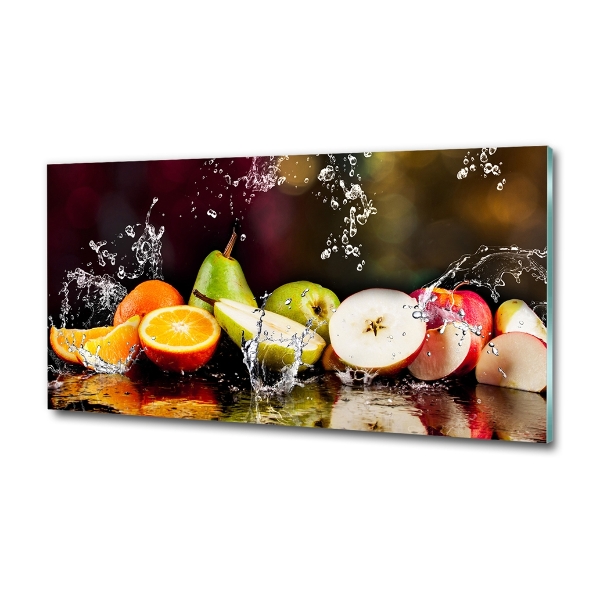 Cuadro decorativo de vidrio para salón horizontal Fruta y agua