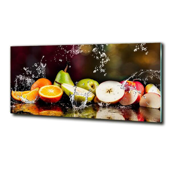 Cuadro decorativo de vidrio para salón horizontal Fruta y agua