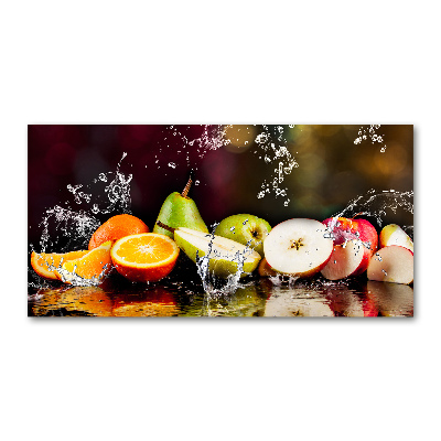 Cuadro decorativo de vidrio para salón horizontal Fruta y agua