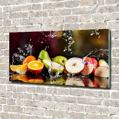Cuadro decorativo de vidrio para salón horizontal Fruta y agua
