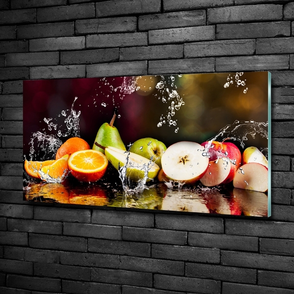 Cuadro decorativo de vidrio para salón horizontal Fruta y agua